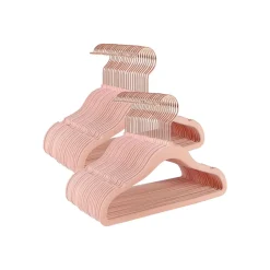 50 Cintres en velours enfants antiglisse rose clair