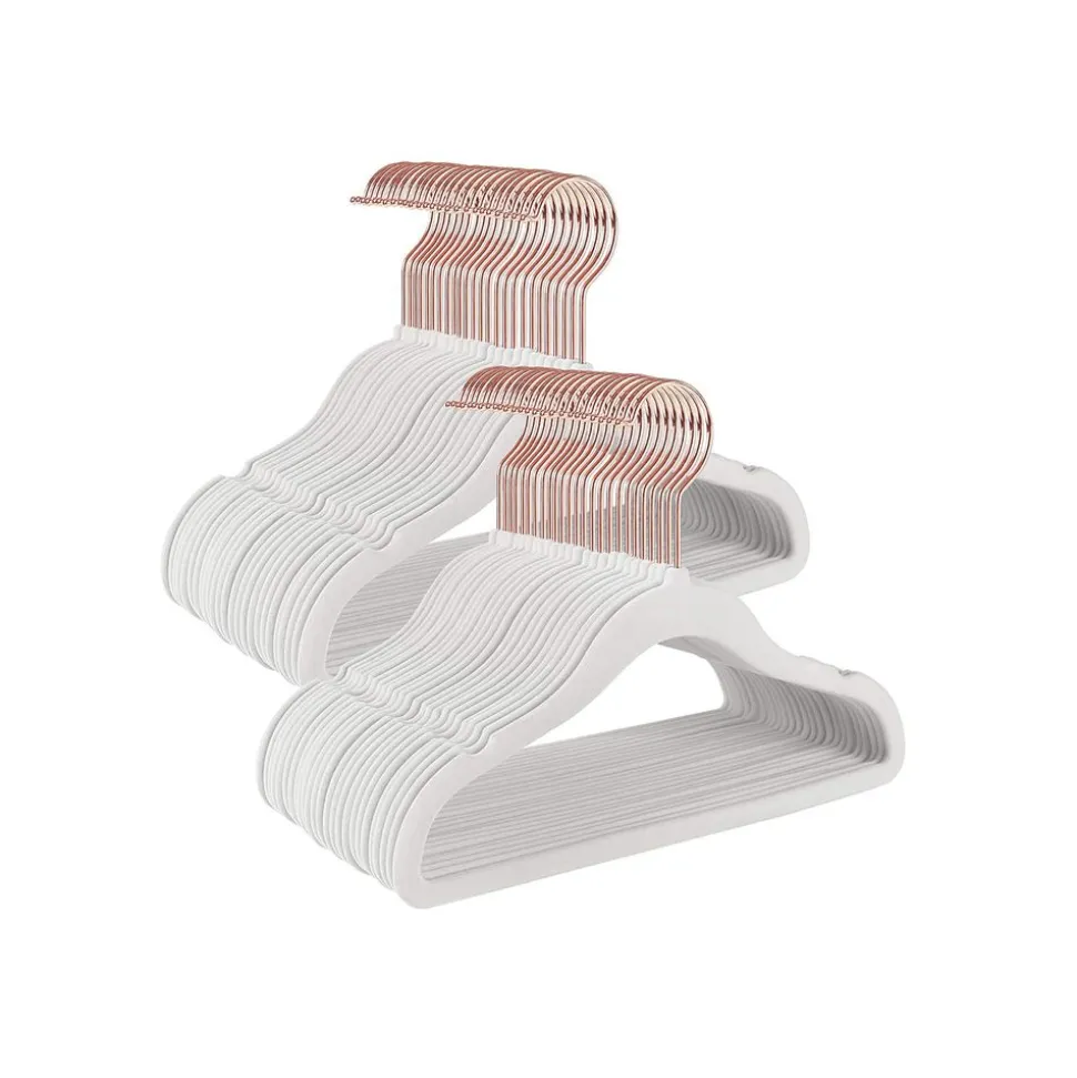 50 Cintres en velours enfants antiglisse rose clair