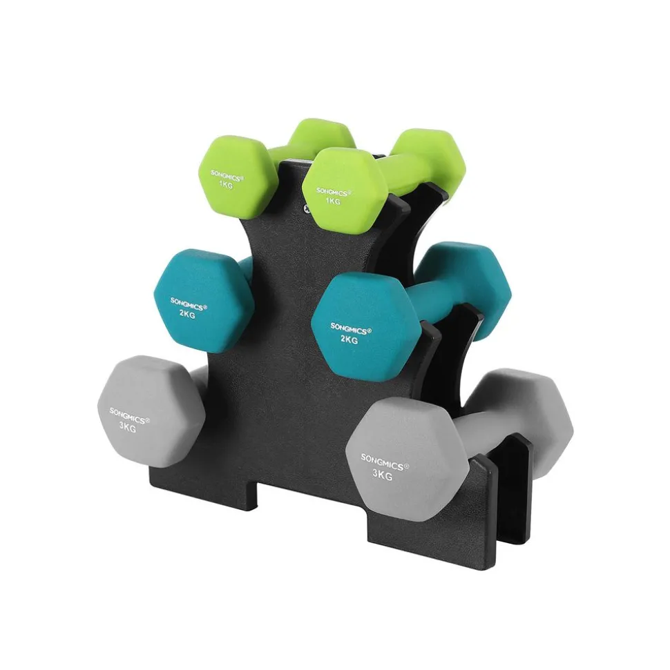 6 Haltères vert turquoise gris
