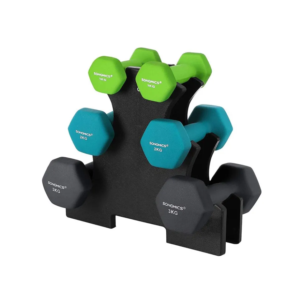 6 Haltères vert turquoise gris