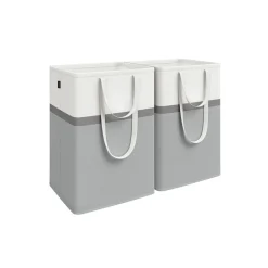 2 Paniers à linge avec poignées courtes et longues 40 x 30 x 65 cm gris ardoise