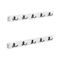 2 Porte-manteaux muraux 10 crochets blanc nuage