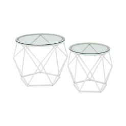 2 Tables basses rondes plateau amovible gris ardoise
