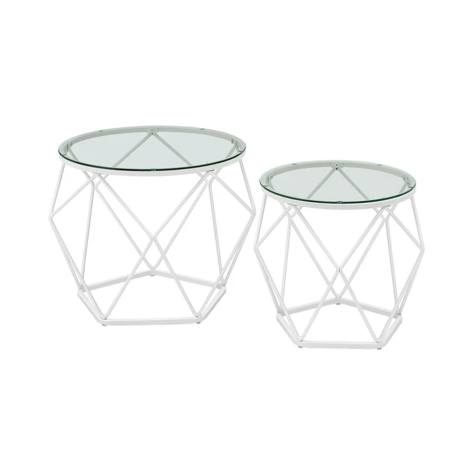 2 Tables basses rondes plateau amovible gris ardoise
