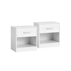 2 Tables de nuit beige naturel et blanc classique