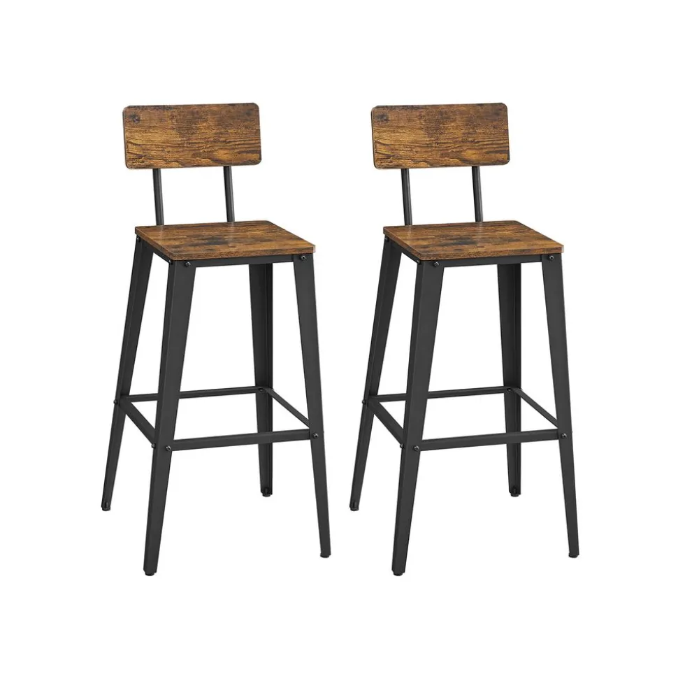 2 Tabourets de bar avec dosier industriel