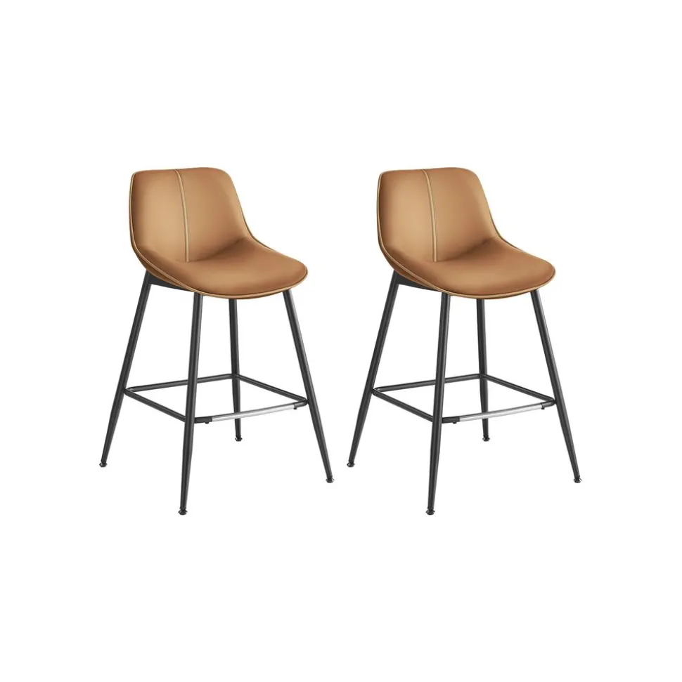 2 Tabourets de bar avec pieds réglables marron chameau