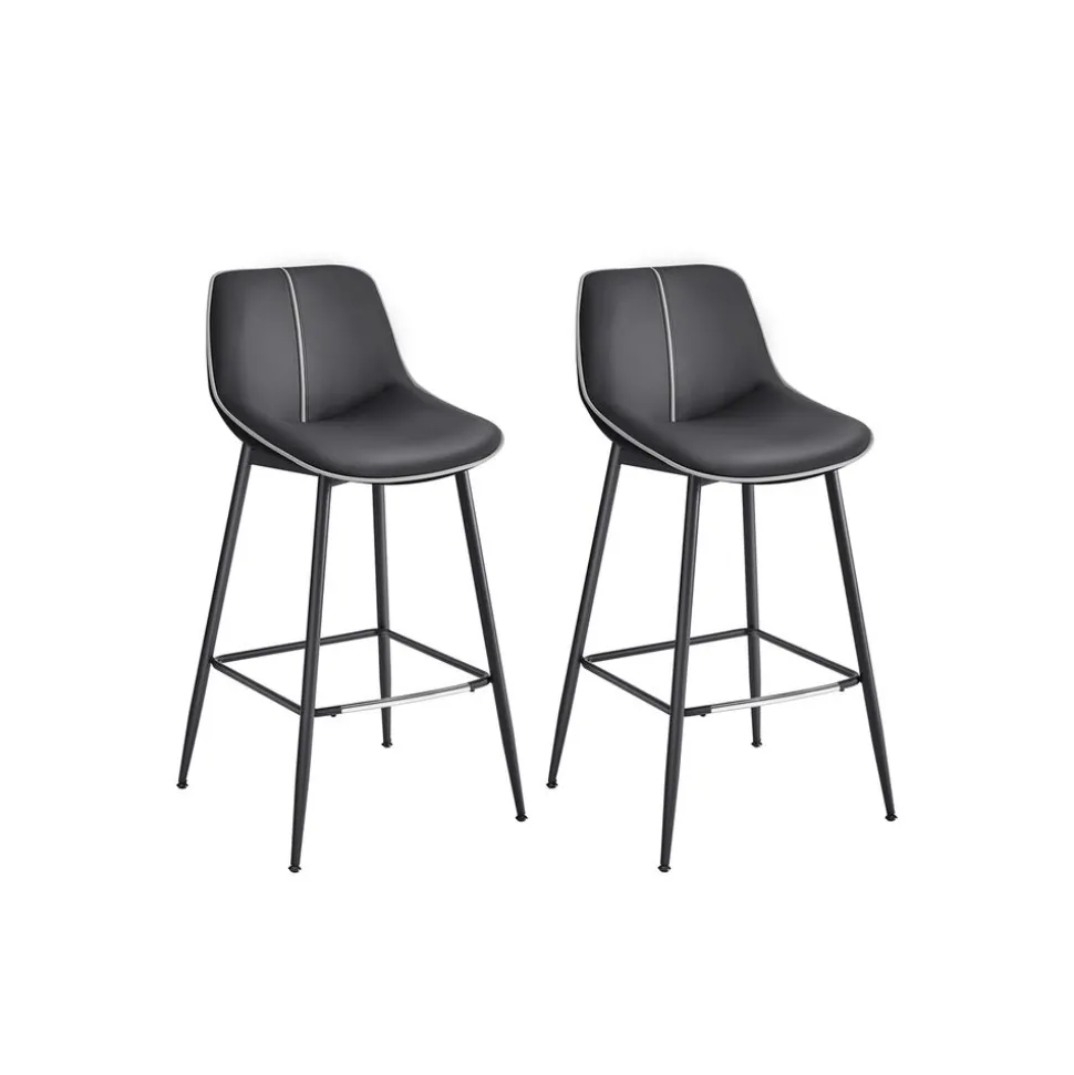 2 Tabourets de bar avec pieds réglables marron chameau