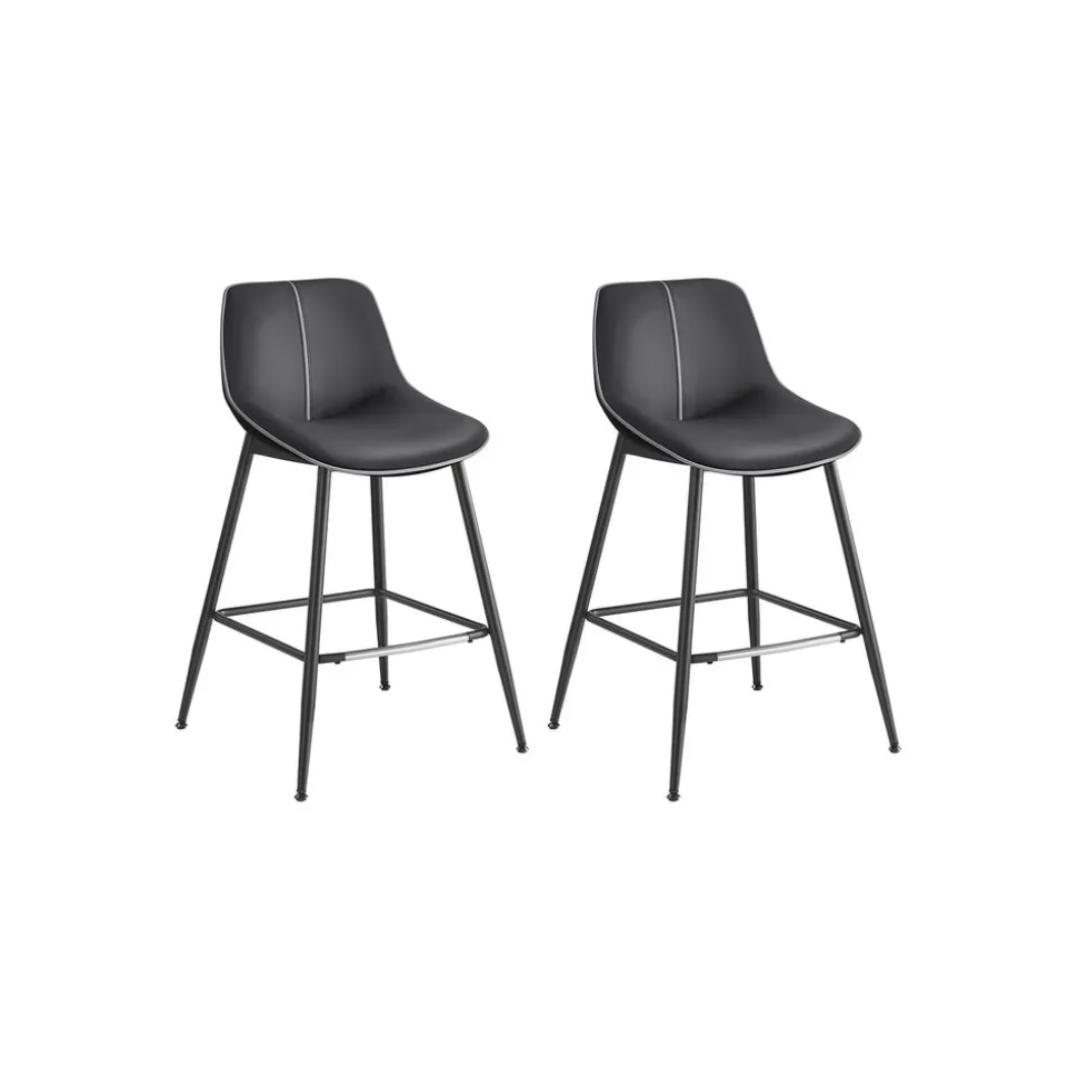 2 Tabourets de bar avec pieds réglables marron chameau