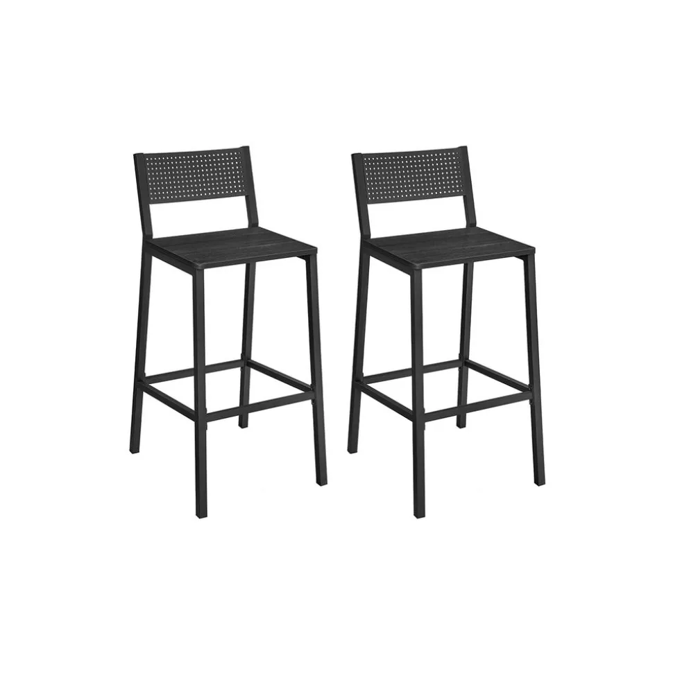 2 Tabourets de bar gris anthracite et noir