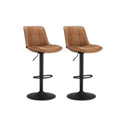 2 Tabourets de bar Marron Caramel