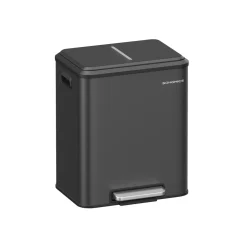 2 x 15 l poubelle double acier noir d'encre
