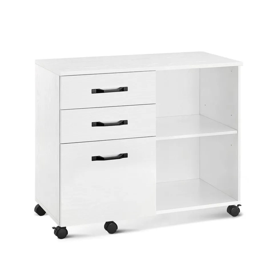 Armoire de classement latérale mobile à 3 tiroirs blanc