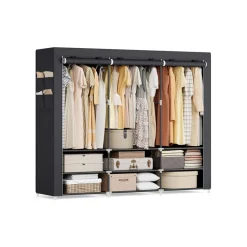 Armoire de rangement avec housse 45 x 127 x 176 cm gris