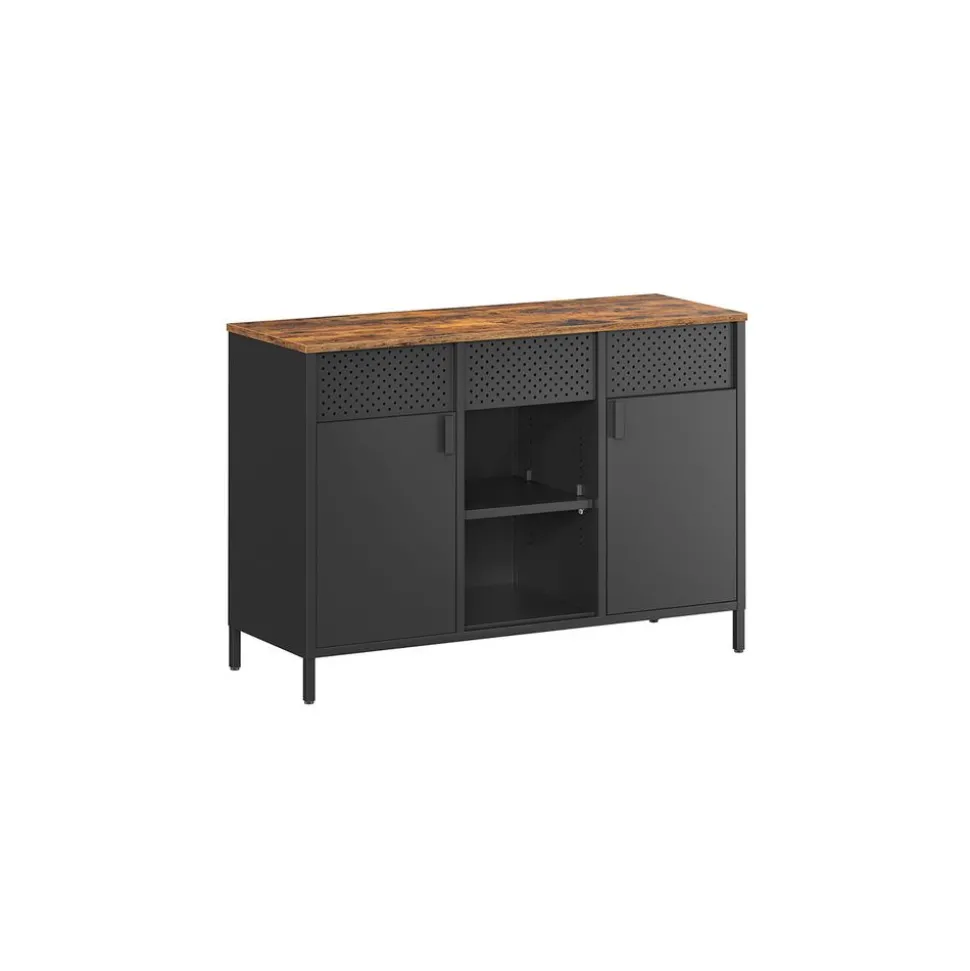 Armoire de rangement en métal marron rustique et noir mat