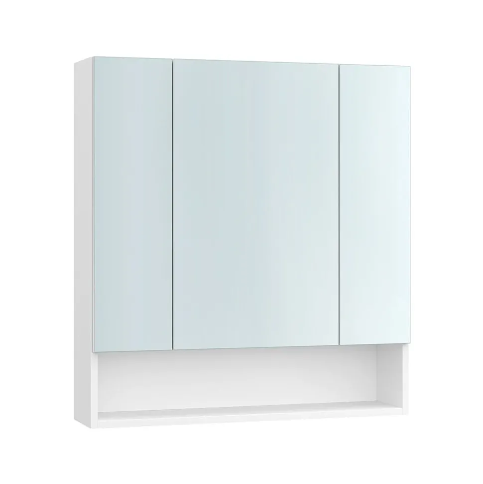 Armoire de salle de bain avec portes miroir 16,5 x 70 x 75 cm blanc nuage