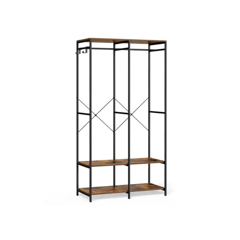 Armoire vêtements portable marron rustique