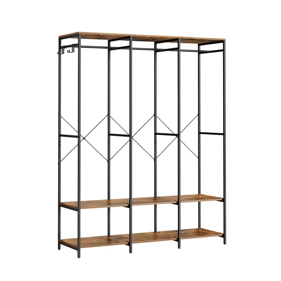 Armoire vêtements portable marron rustique