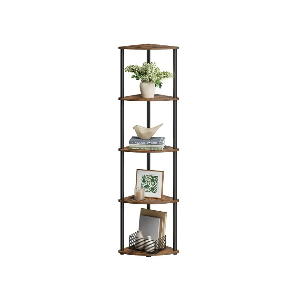 Assemblage ultra-rapide sans outils toolless étagère d'angle à 5 niveaux marron rustique