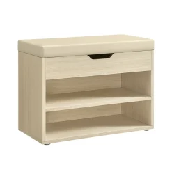 Banc à chaussures avec 3 compartiments 30 x 60 x 44 cm polyvalent marron rustique