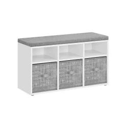 Banc à chaussures avec 3 coffres de rangement blanc nuage
