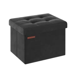 Banc de rangement en velours noir d'encre