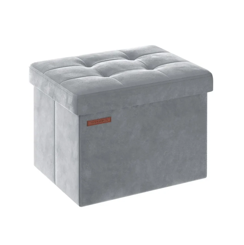 Banc de rangement en velours noir d'encre