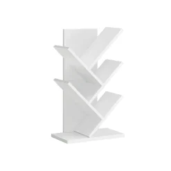 Bibliothèque arbre avec étagères à 5 niveaux blanc nuage