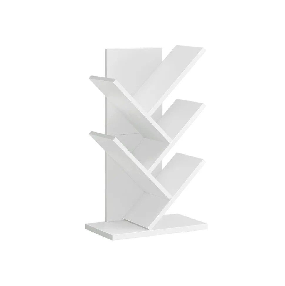 Bibliothèque arbre avec étagères à 5 niveaux blanc nuage