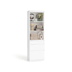 Bibliothèque avec 3 tiroirs hauteur 180 cm blanc neige