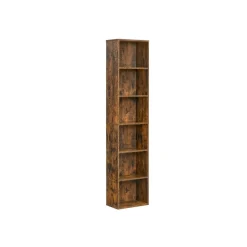 Bibliothèque de rangement 6 niveaux 24 x 40 x 178,5 cm marron rustique