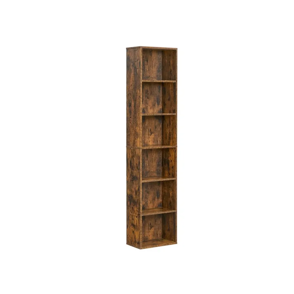 Bibliothèque de rangement 6 niveaux 24 x 40 x 178,5 cm marron rustique