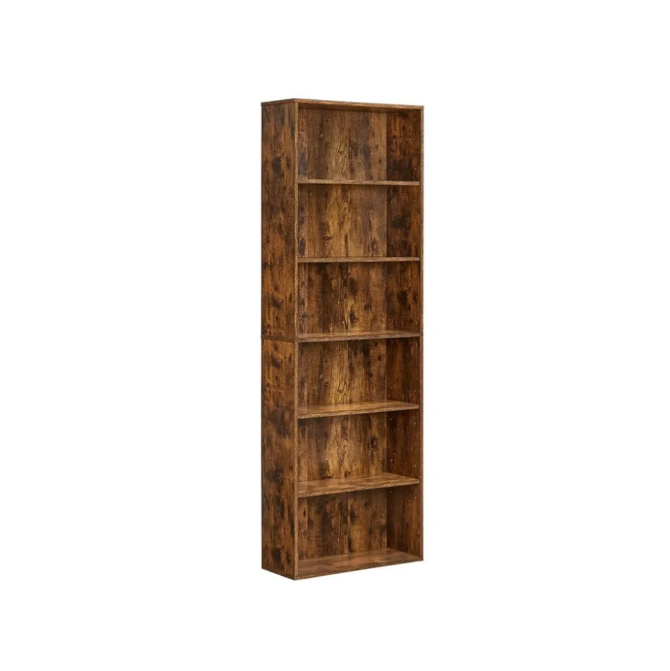 Bibliothèque de rangement 6 niveaux 24 x 40 x 178,5 cm marron rustique
