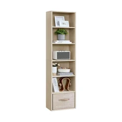Bibliothèque de rangement 6 niveaux 24 x 40 x 178,5 cm marron rustique