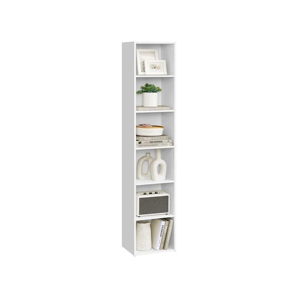 Bibliothèque de rangement 6 niveaux 24 x 40 x 178,5 cm marron rustique