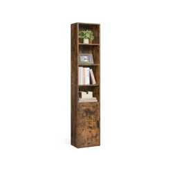 Bibliothèque haute avec porte et étagères ouvertes