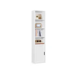 Bibliothèque haute avec porte et étagères ouvertes