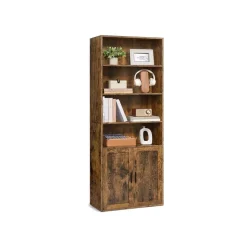 Bibliothèque haute avec porte et étagères ouvertes