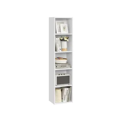 Bibliothèque sur 5 niveaux avec étagères réglables 24 x 30,2 x 134,2 cm blanc nuage