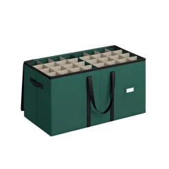 Boîte de rangement pour décorations Noël 128 cases tissu non-tissé vert forêt