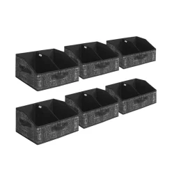 Boîtes de rangement pliables lot de 6 en tissu 40 x 30 x 20 cm noir d'encre