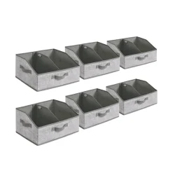 Boîtes de rangement pliables lot de 6 en tissu 40 x 30 x 20 cm noir d'encre