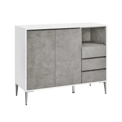 Buffet avec portes et étagères réglables blanc nuage