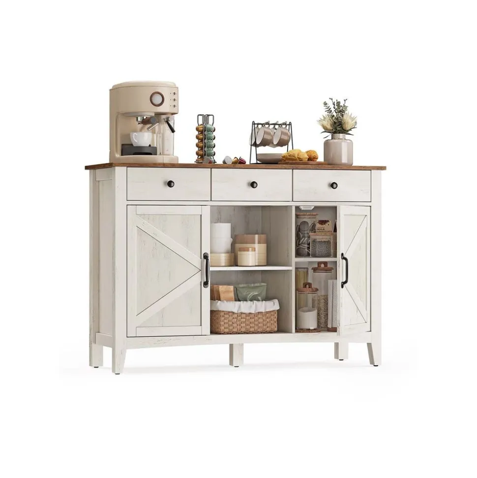 Buffet de rangement style campagne avec tiroir et étagère réglable