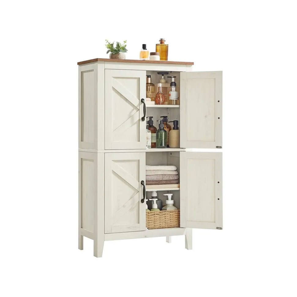 Buffet haut style ferme avec portes coulissantes et étagères ajustables