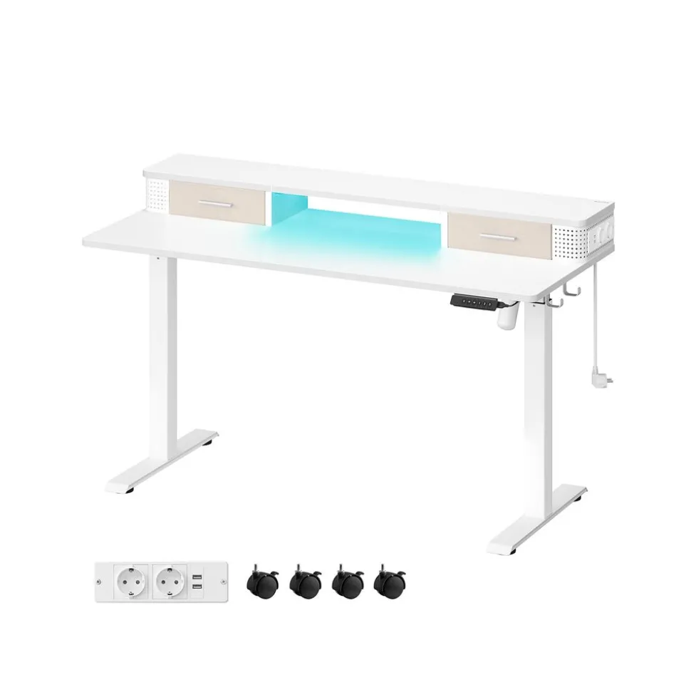 Bureau électrique réglable 60 x 140 x (72-120) marron rustique