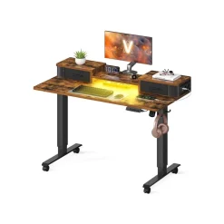 Bureau électrique réglable 60 x 140 x (72-120) marron rustique