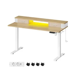Bureau électrique réglable 60 x 140 x (72-120) marron rustique