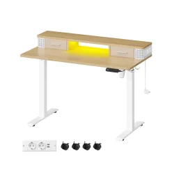 Bureau électrique réglable 60 x 140 x (72-120) marron rustique