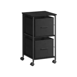 Caisson bureau mobile 2 tiroirs en tissu marron rustique noir d'encre